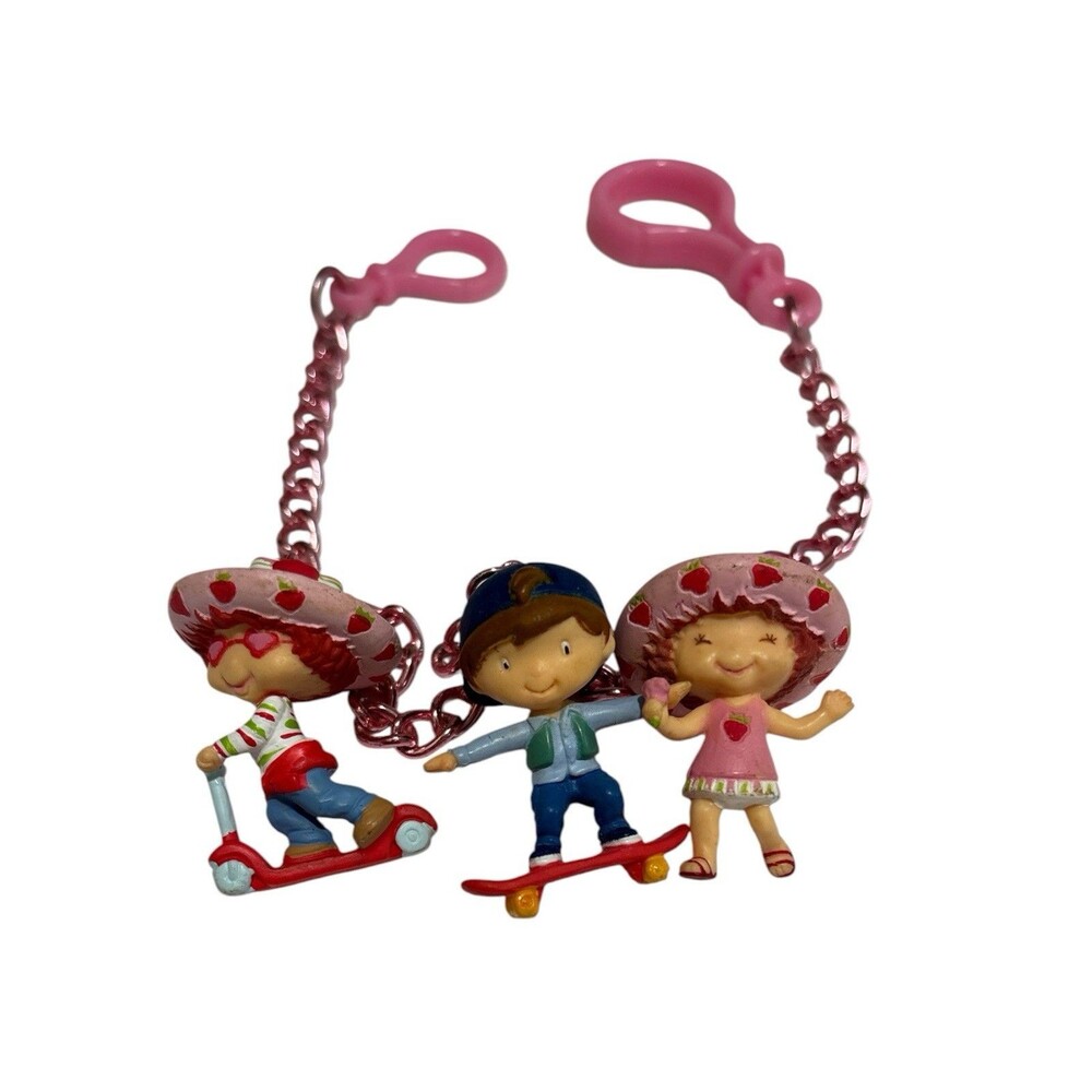 Vintage 2003 Strawberry Shortcake 3 Charm Danglers & Chain Huckleberry Pie